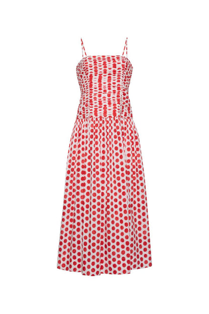 Rahi Midi Dress in Celeste Spot Red