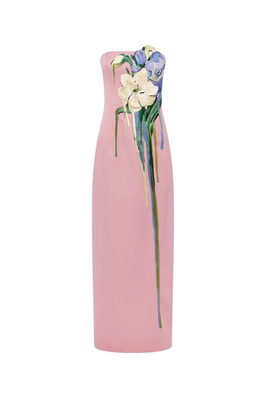 Rayna Maxi Dress in Pastel Pink Bouquet