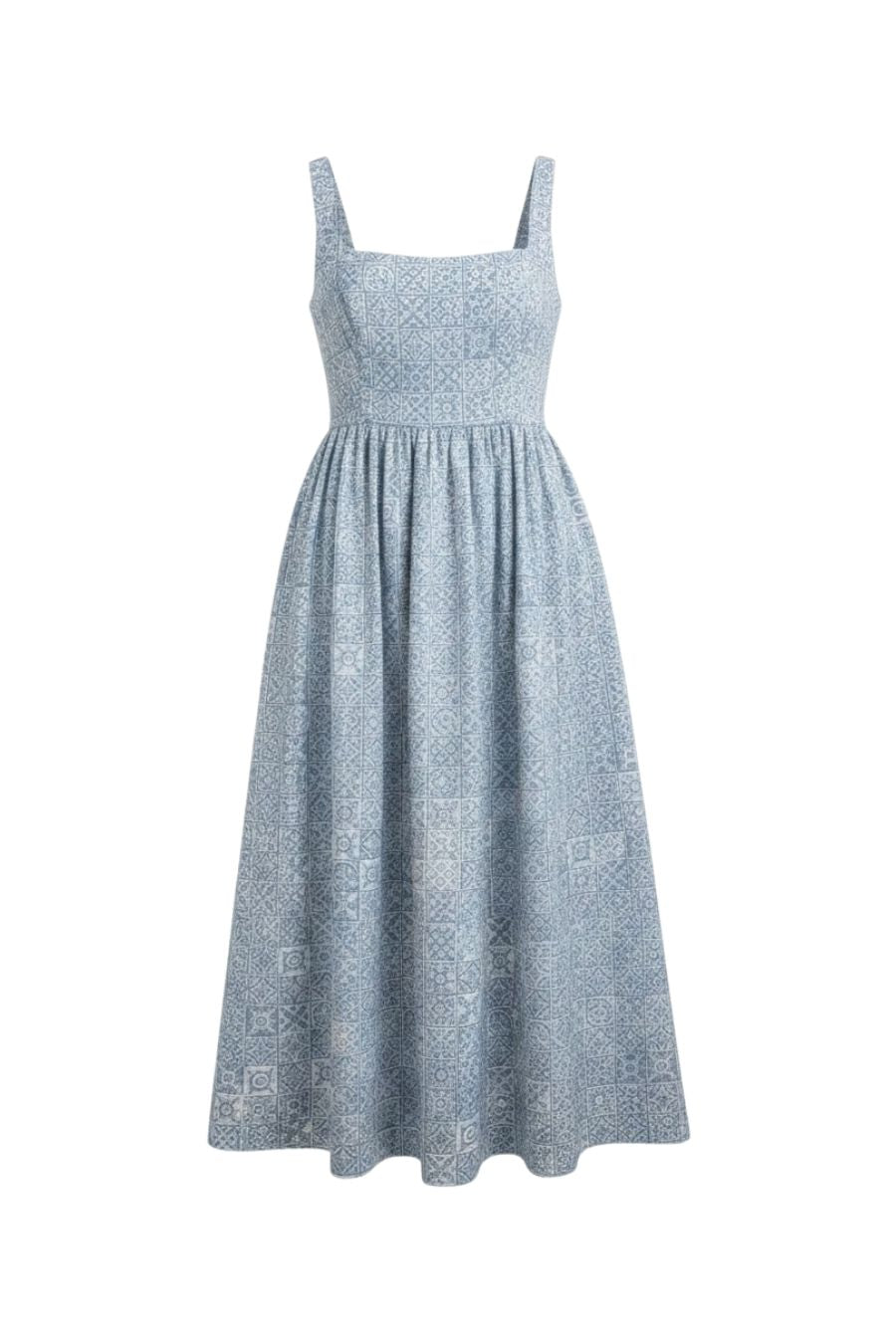Scoopneck Dress in Blue Checkerboard
