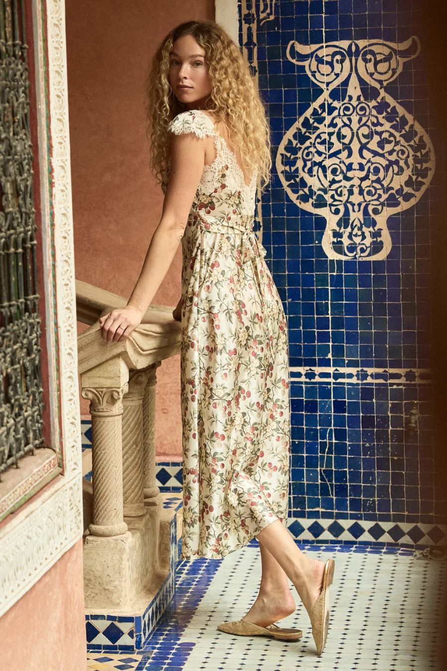 Fiona Dress in Cerise Et Fleur