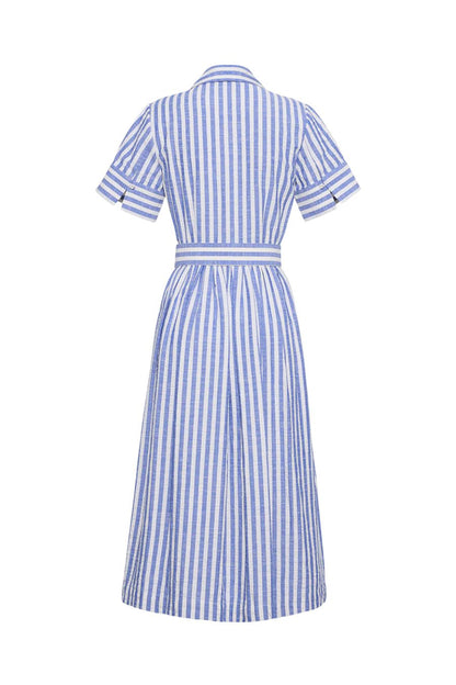 Malena Dress in Seersucker Blue