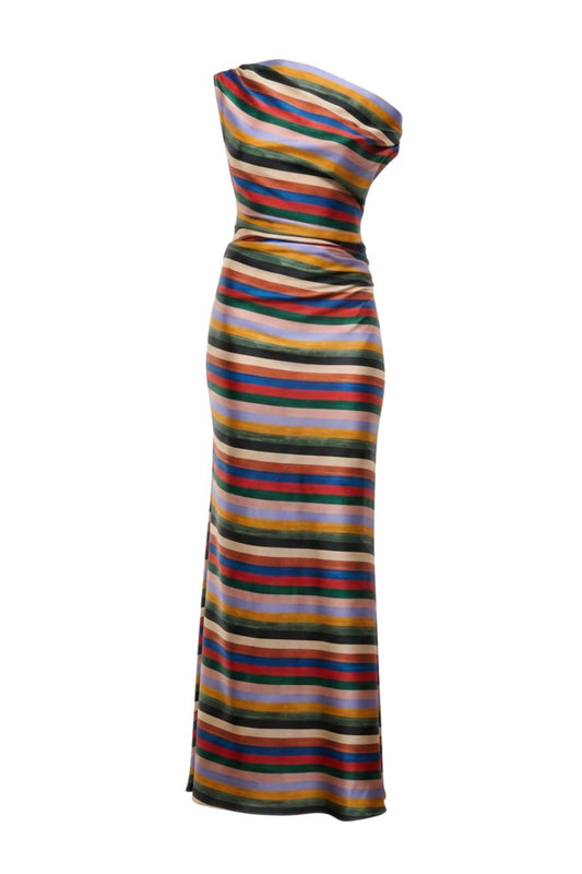 Phare Silk Maxi Dress in Artist Stripe