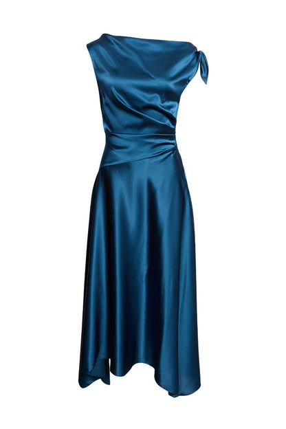 Portia Silk Dress in Harbor