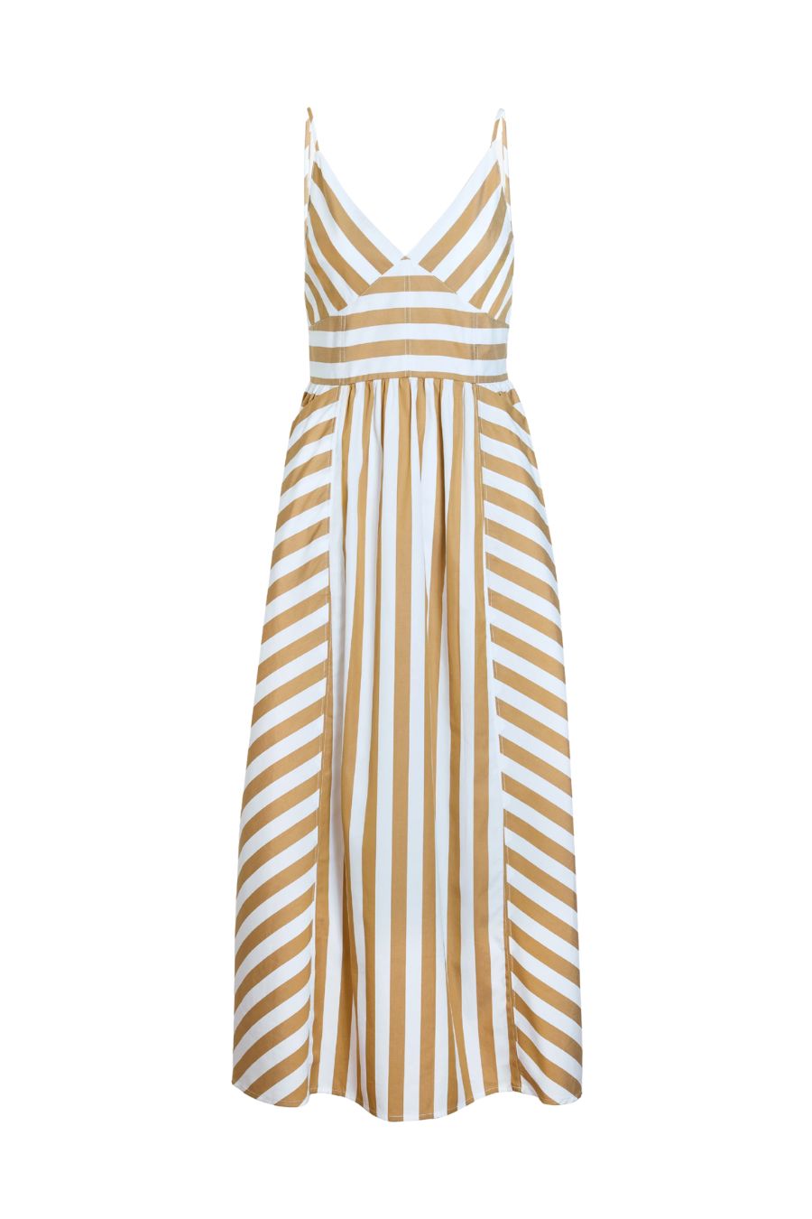 Vivien Dress in Optic White/Dark Khaki