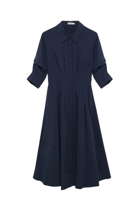 Jazz Pintuck Midi Dress in Midnight