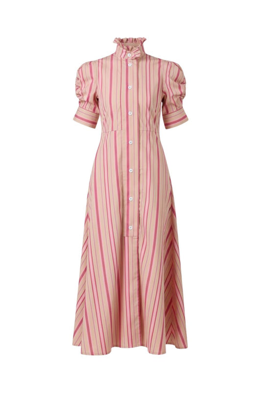 Venetia Dress in Biscuit/Pink
