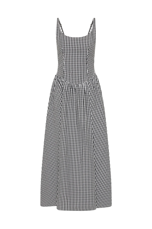 Chiara Midi Dress Black Textured Gingham