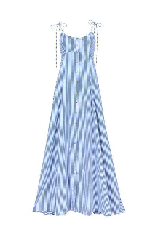 High Garden Maxi Dress in Blue Stripe