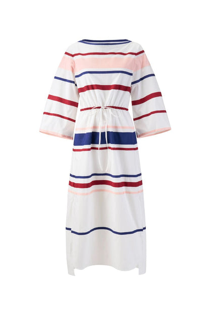 Ribbon Caftan Dress in White Multi