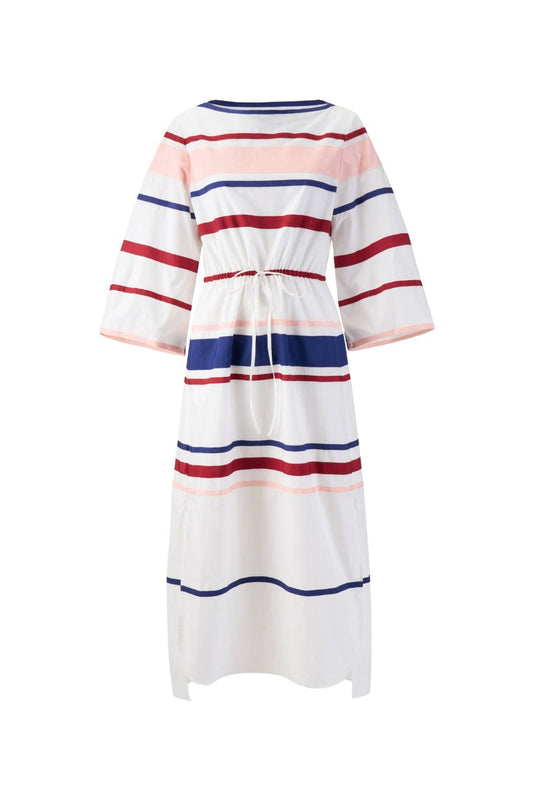 Ribbon Caftan Dress in White Multi