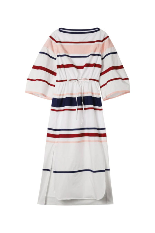 Ribbon Caftan Dress in White Multi