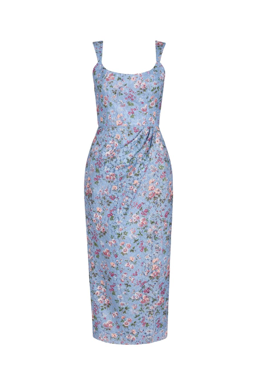 Marla Lace Wrap Skirt Dress in Blue Floral