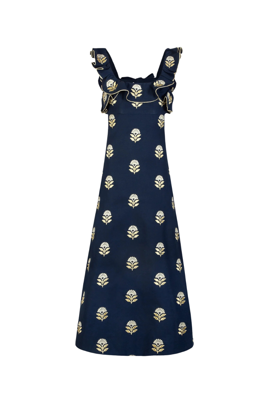 Malika Dress in Navy/White