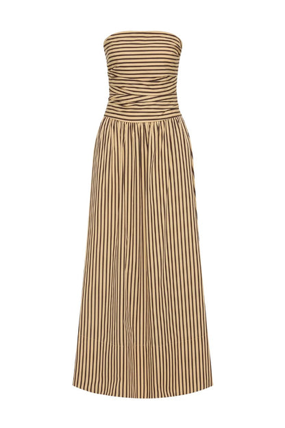Vera Maxi Dress in Carmen Stripe Sand/Cedar