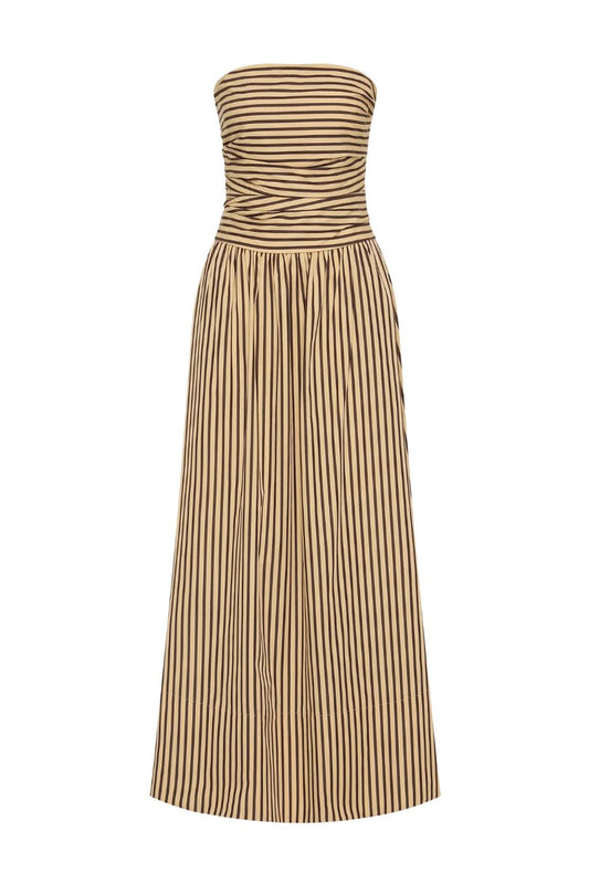 Vera Maxi Dress in Carmen Stripe Sand/Cedar