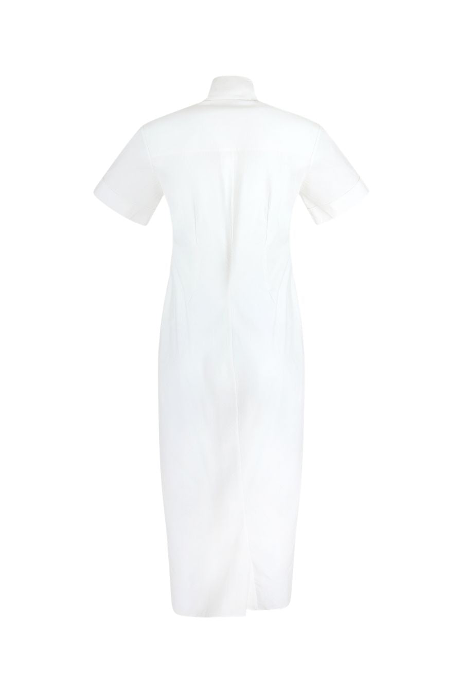 Gathered Ruffle Shirt Dress in White