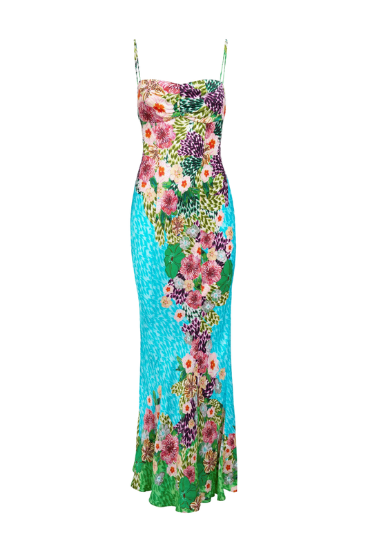 Renee Long Dress in Plumeria Trellace