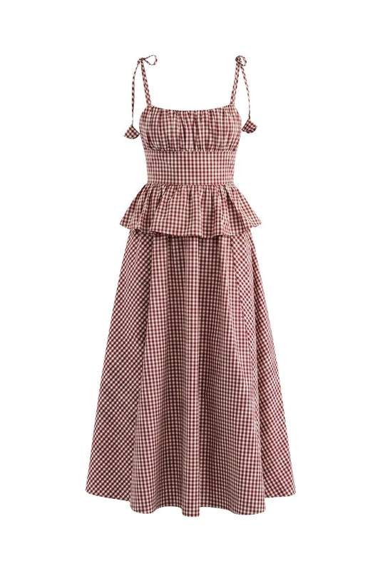 Betsy Dress in Cotswold Check Rust