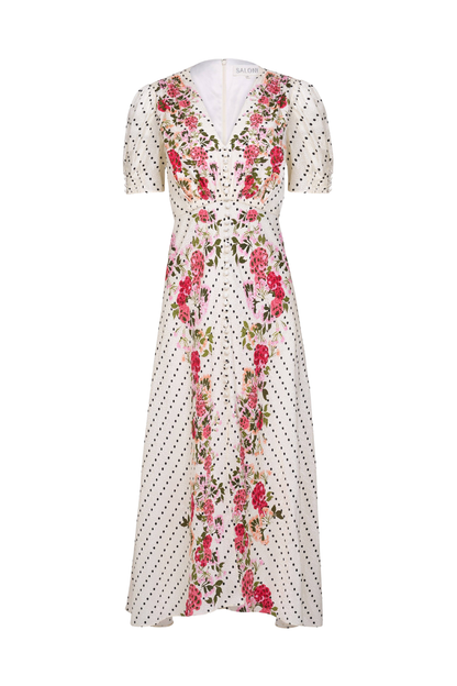 Lea Long Dress in Rouge Polka Dot