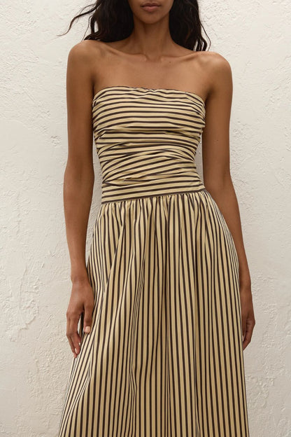 Vera Maxi Dress in Carmen Stripe Sand/Cedar