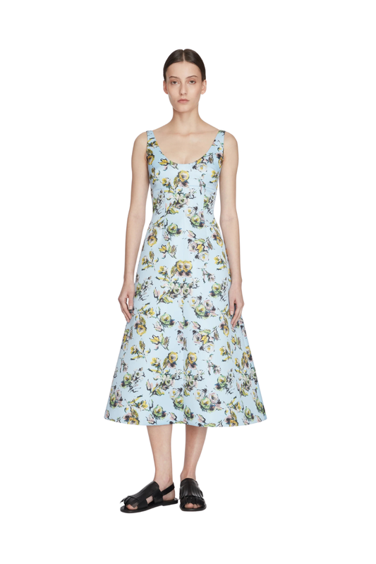 Abella Dress In Yellow & Green Floral Print