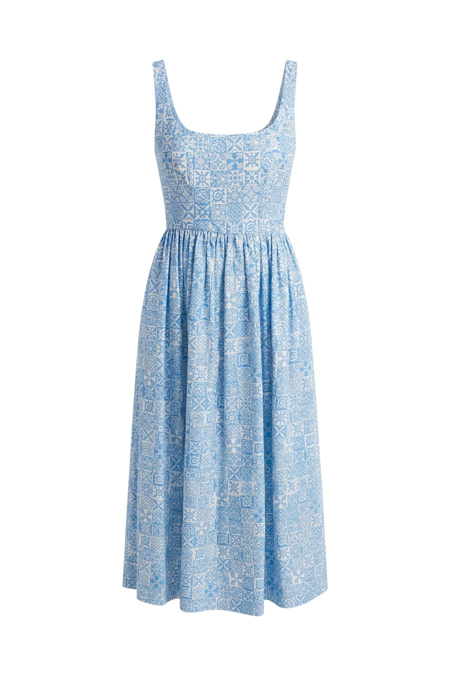 Scoopneck Dress in Blue Checkerboard