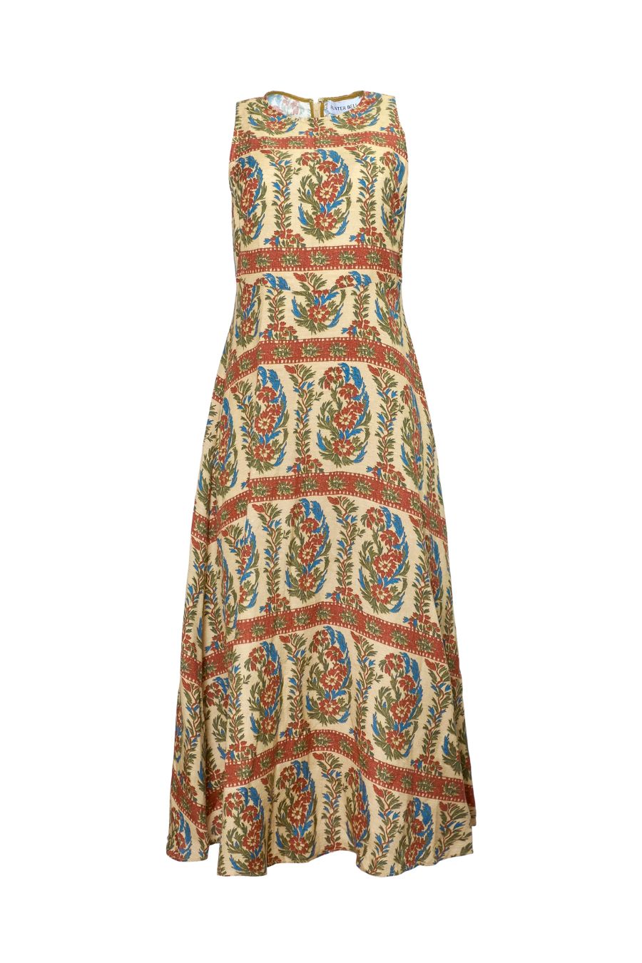 Hunter Bell Faith Dress in Amber Glen Cream, sleeveless circle skirt dress in linen rayon