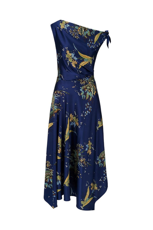 Portia Silk Dress in Tapestry Midnight