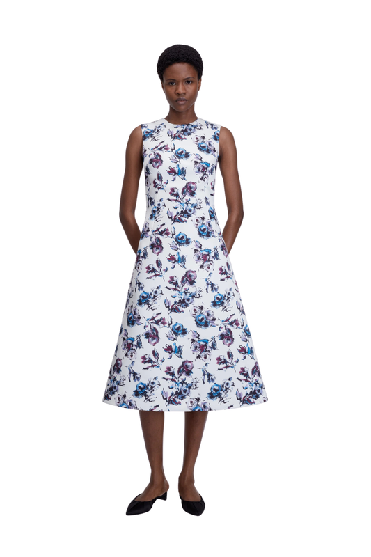 Rumi Dress In Purple & Blue Floral Print