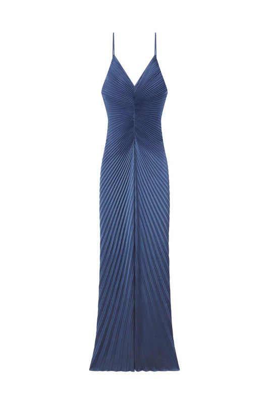 Simona Pleated Midi Dress in Cream/Black