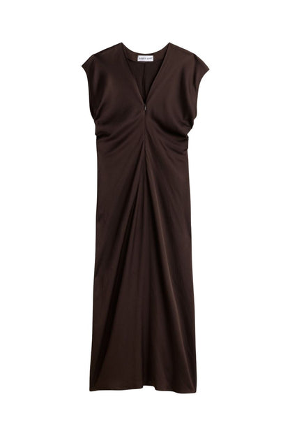 Monde Drape Bias Maxi Dress in Black Coffee by Apiece Apart — designer dress at Bunny & Babe