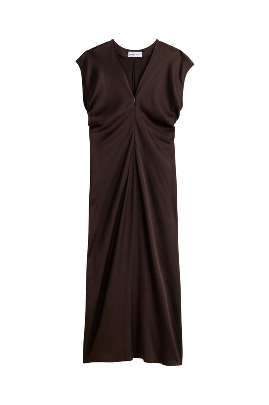 Monde Drape Bias Maxi Dress in Black Coffee by Apiece Apart — designer dress at Bunny & Babe