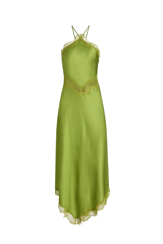 Lucia Satin and Lace Midi Dress