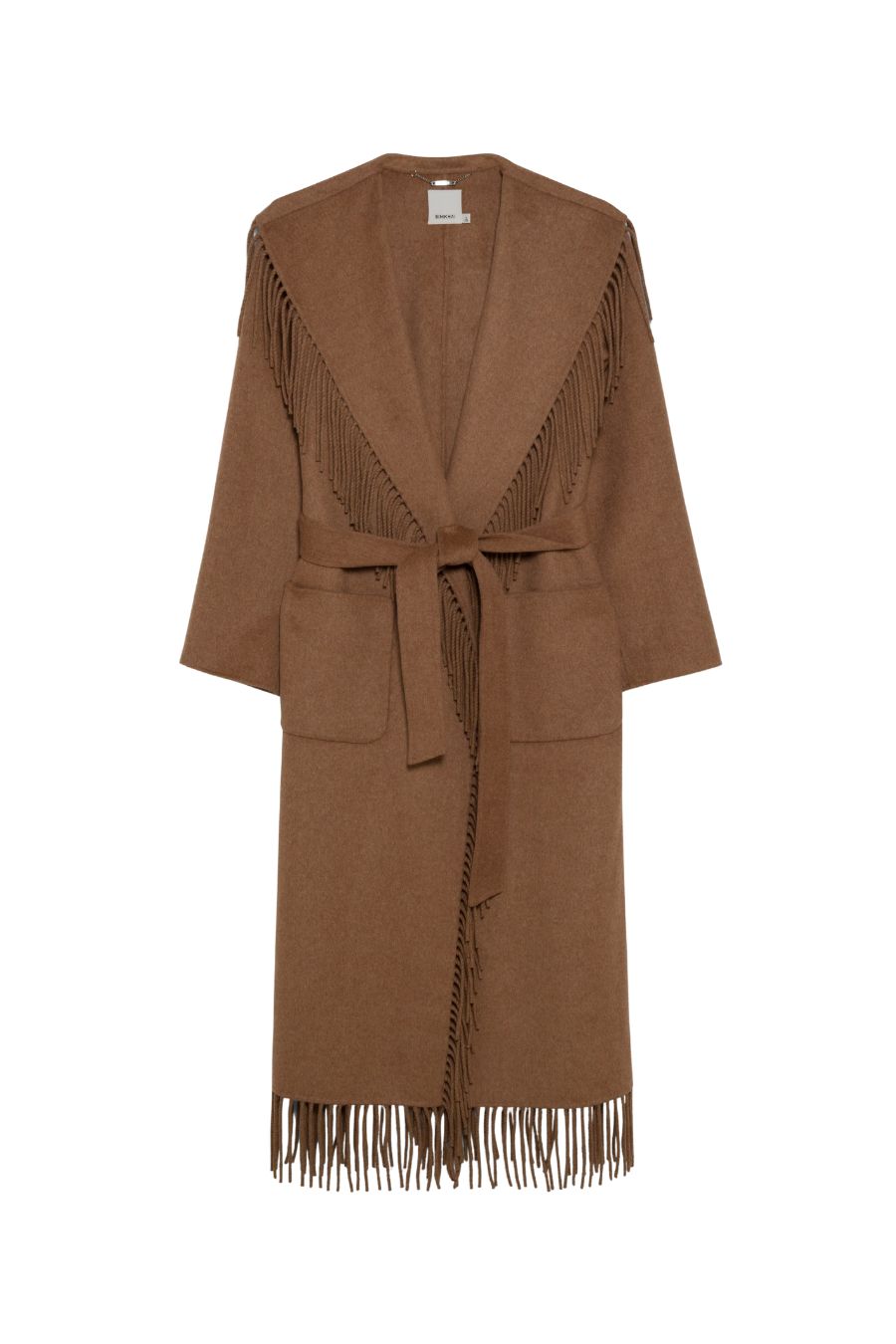 Carrie Fringe Robe Coat in Camel
