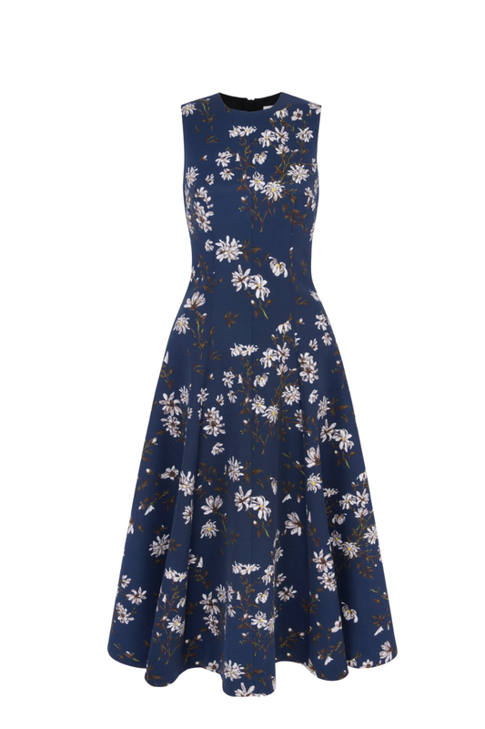 Mara Dress in Midnight Magnolia Taffeta Faille
