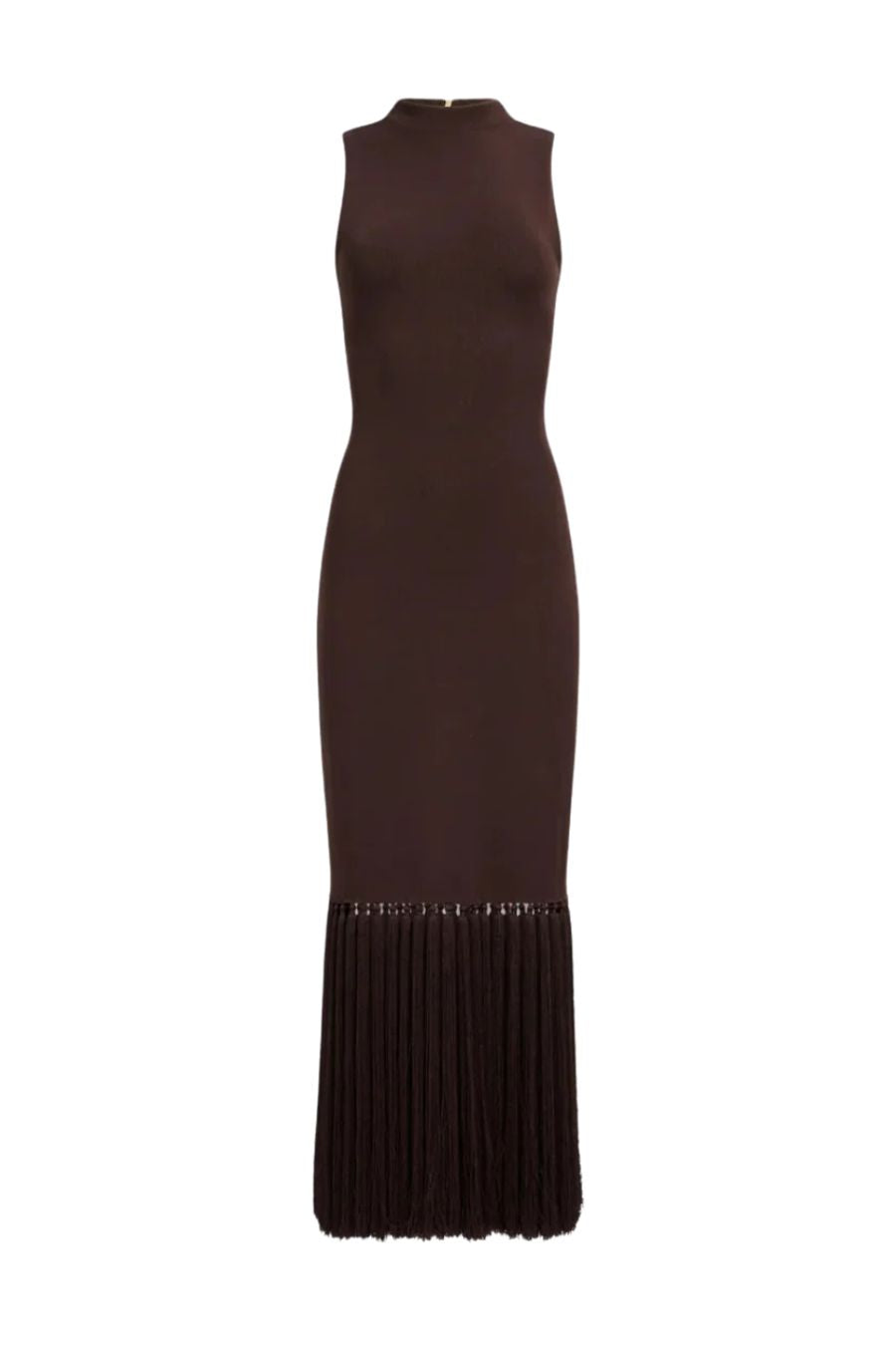 Sofina Knit Tassel Midi Dress in Chocolate
