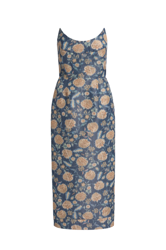 Cypress Dusk Marigold Ikat Midi Dress