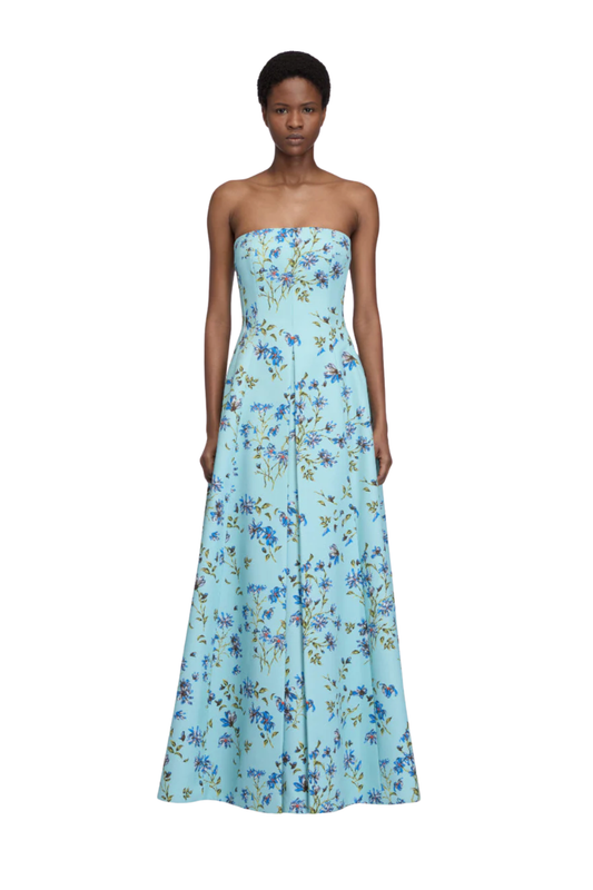 Ragna Dress in Blue Magnolia Taffeta Faille