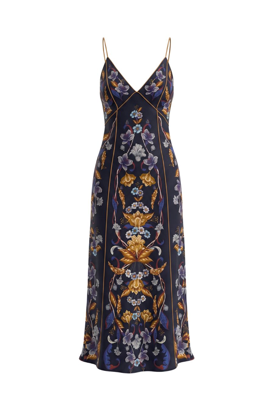 Golden Nature Adjustable Straps Slip Maxi Dress