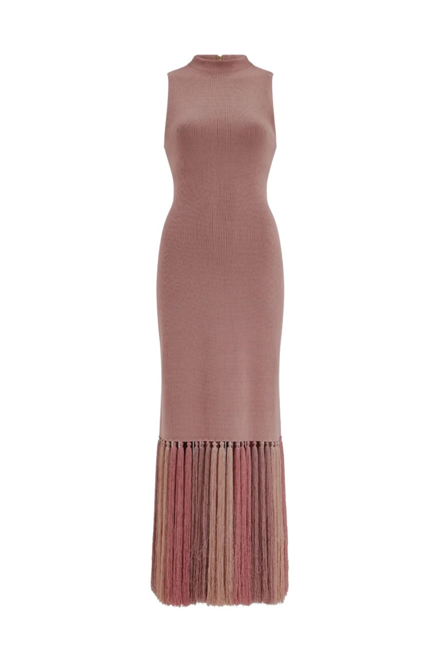 Sofina Knit Tassel Midi Dress in Dusty Rose