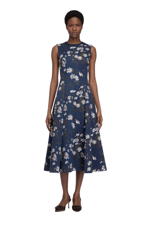 Mara Dress in Midnight Magnolia Taffeta Faille