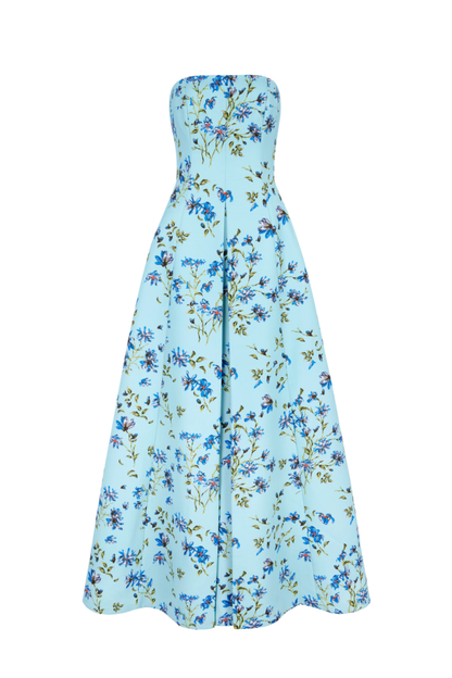 Ragna Dress in Blue Magnolia Taffeta Faille