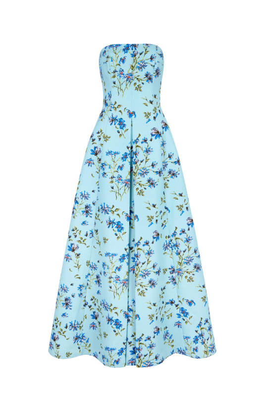 Ragna Dress in Blue Magnolia Taffeta Faille