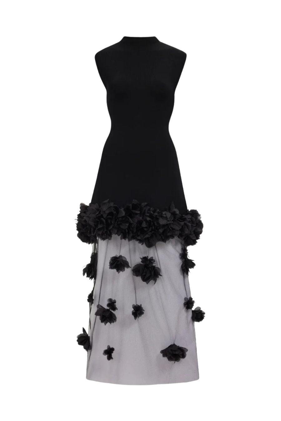 Fleura Knit Midi Dress in Black