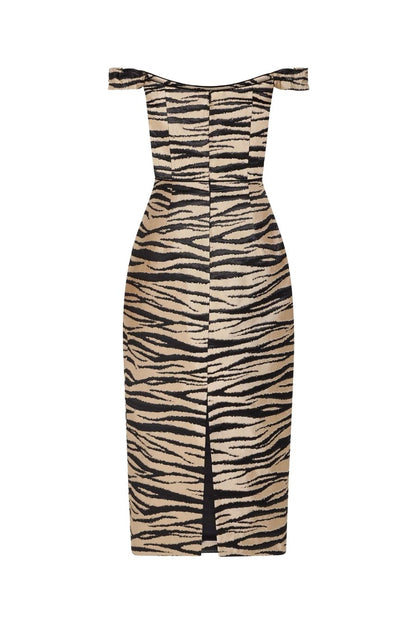 Amina Zebra Striped Midi Dress