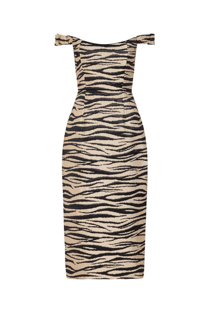 Amina Zebra Striped Midi Dress