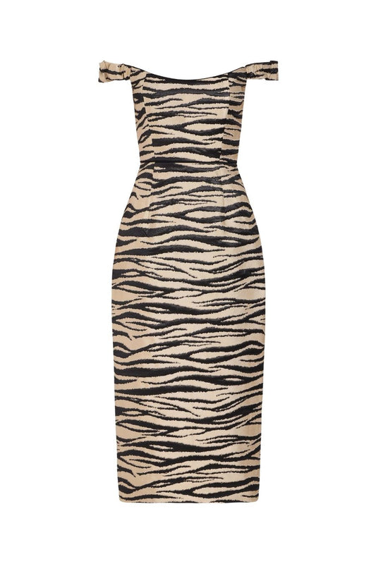 Amina Zebra Striped Midi Dress