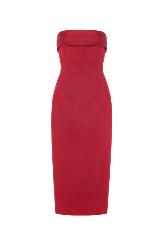 Keeley Dress in Red Duchesse Satin