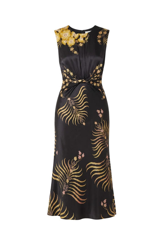 Gwen Dress in Golden Palm Print