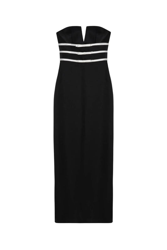 Delore Bustier Gown in Black Frost Multi by Simkhai